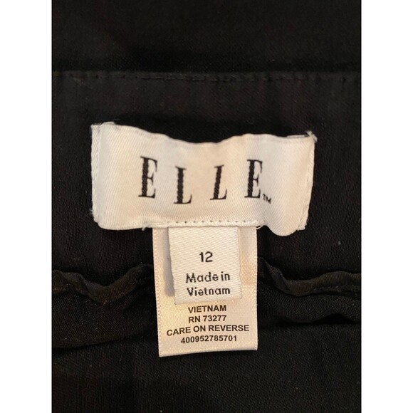 Elle Black Womans  Pants Size 12 Elastic Waist Stretch Cropped Slacks - Picture 6 of 10
